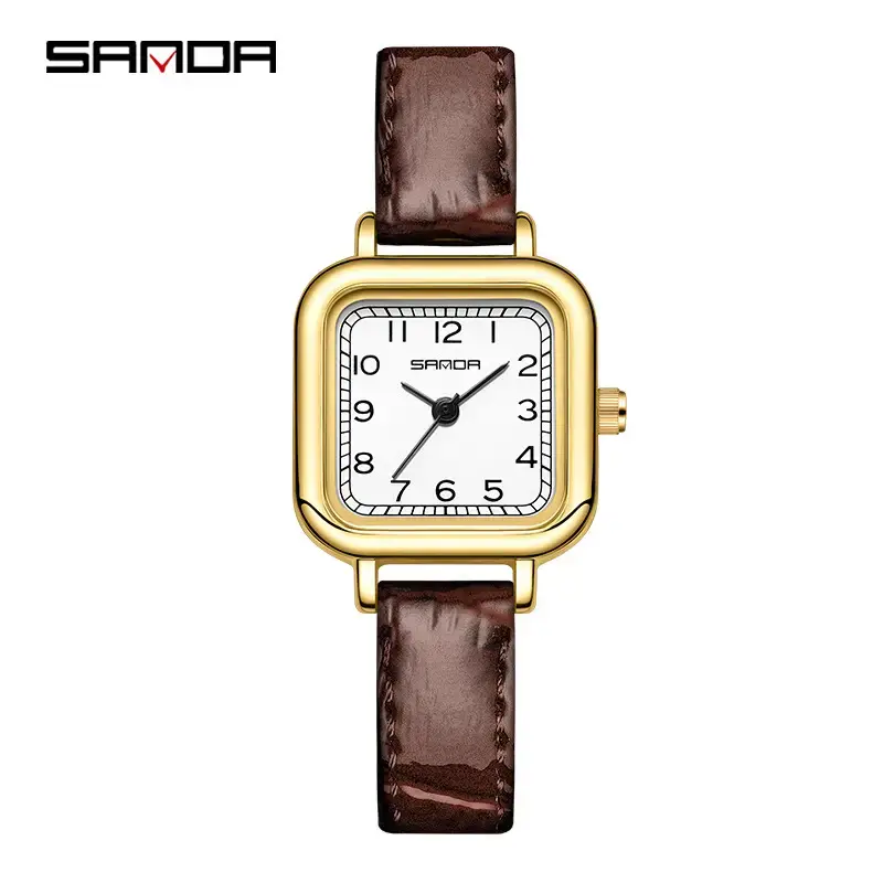 Sanda Women's Gold Square Dial Quartz Belt Watch - Image 5