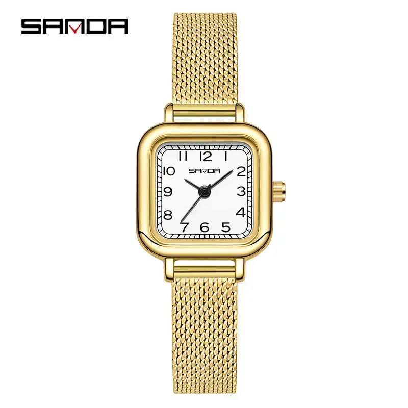 Sanda Women's Gold Square Dial Quartz Belt Watch - Image 8