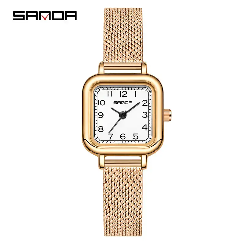 Sanda Women's Gold Square Dial Quartz Belt Watch - Image 9