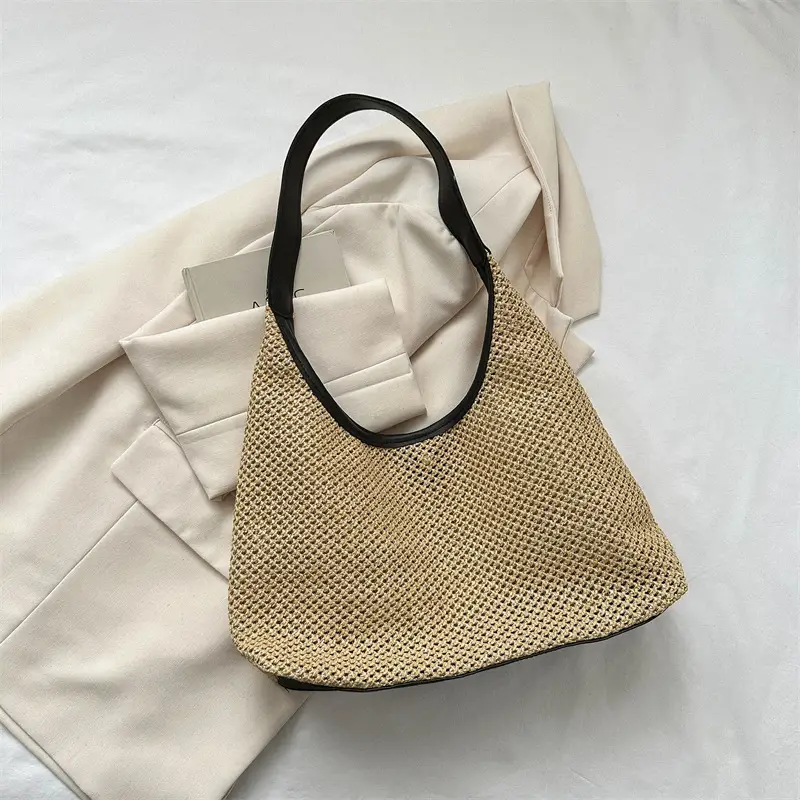 Women Woven Straw Bag Large Capacity Vintage Style - Image 7