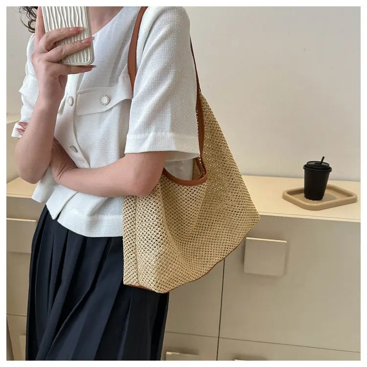 Women Woven Straw Bag Large Capacity Vintage Style — feature 16
