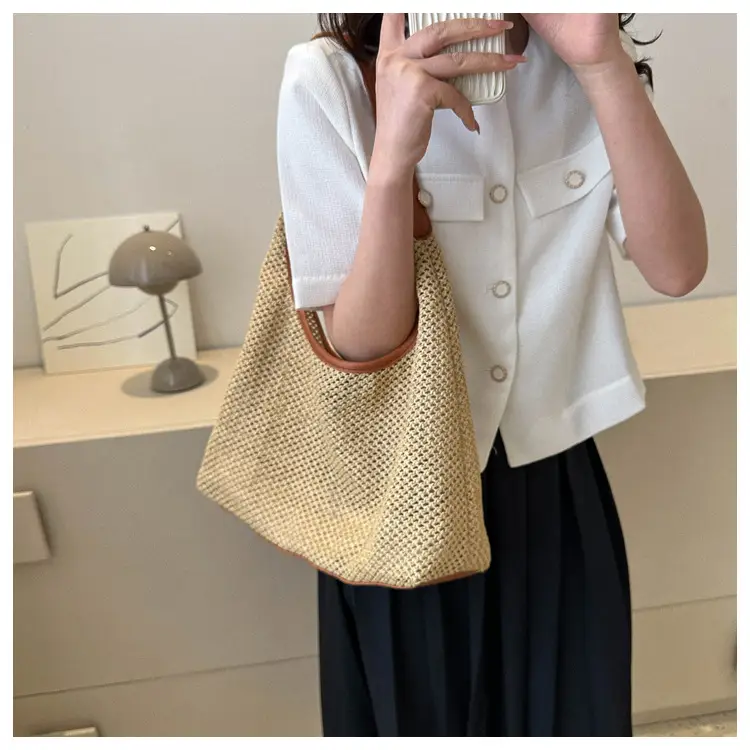 Women Woven Straw Bag Large Capacity Vintage Style — feature 17