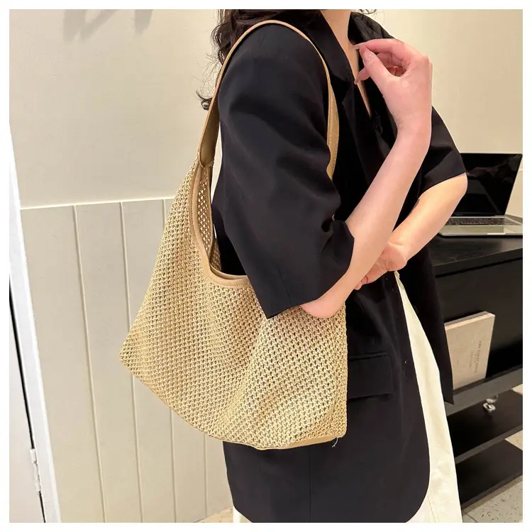 Women Woven Straw Bag Large Capacity Vintage Style — feature 20