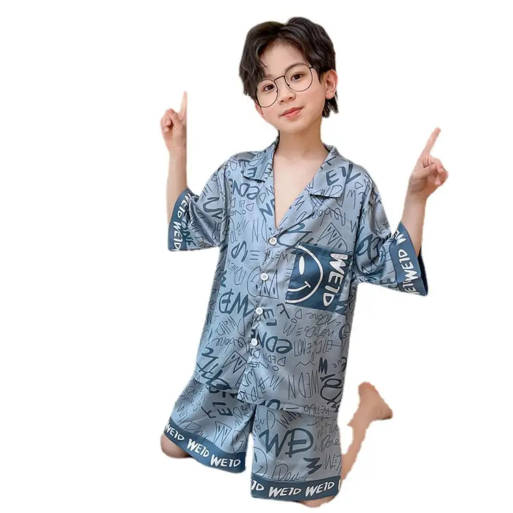 Boys Ice Silk Pajamas Summer Set 2025 Medium Large - Image 6