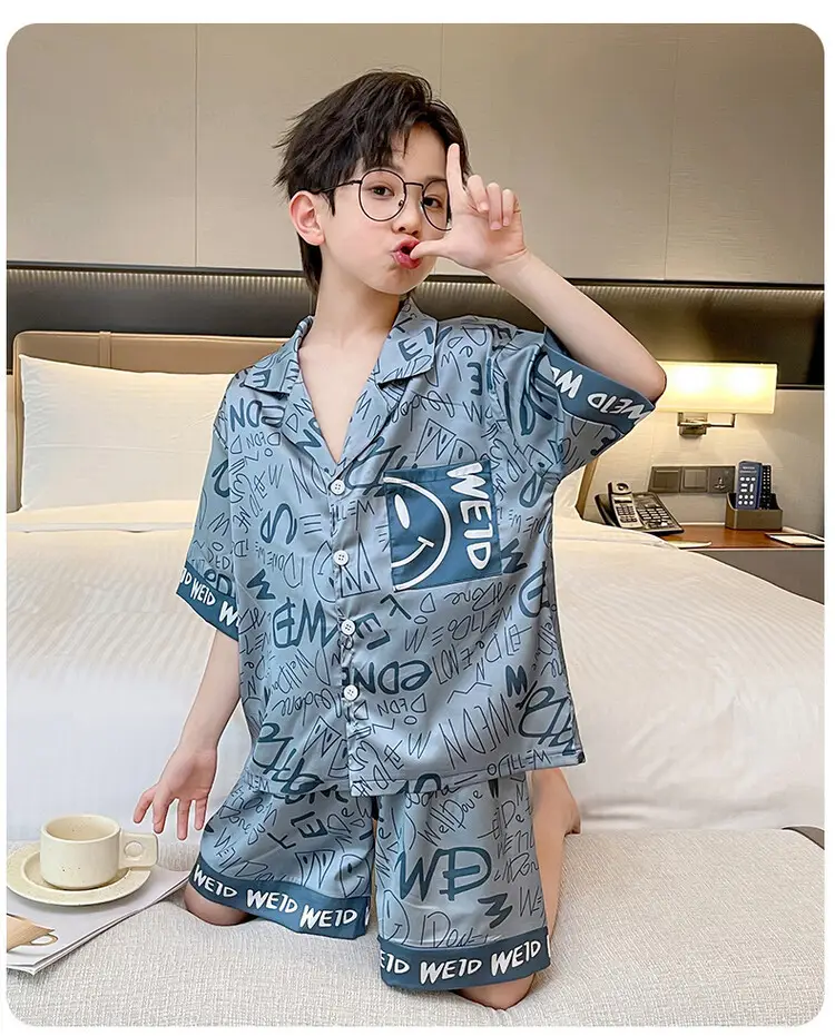 Boys Ice Silk Pajamas Summer Set 2025 Medium Large — feature 20