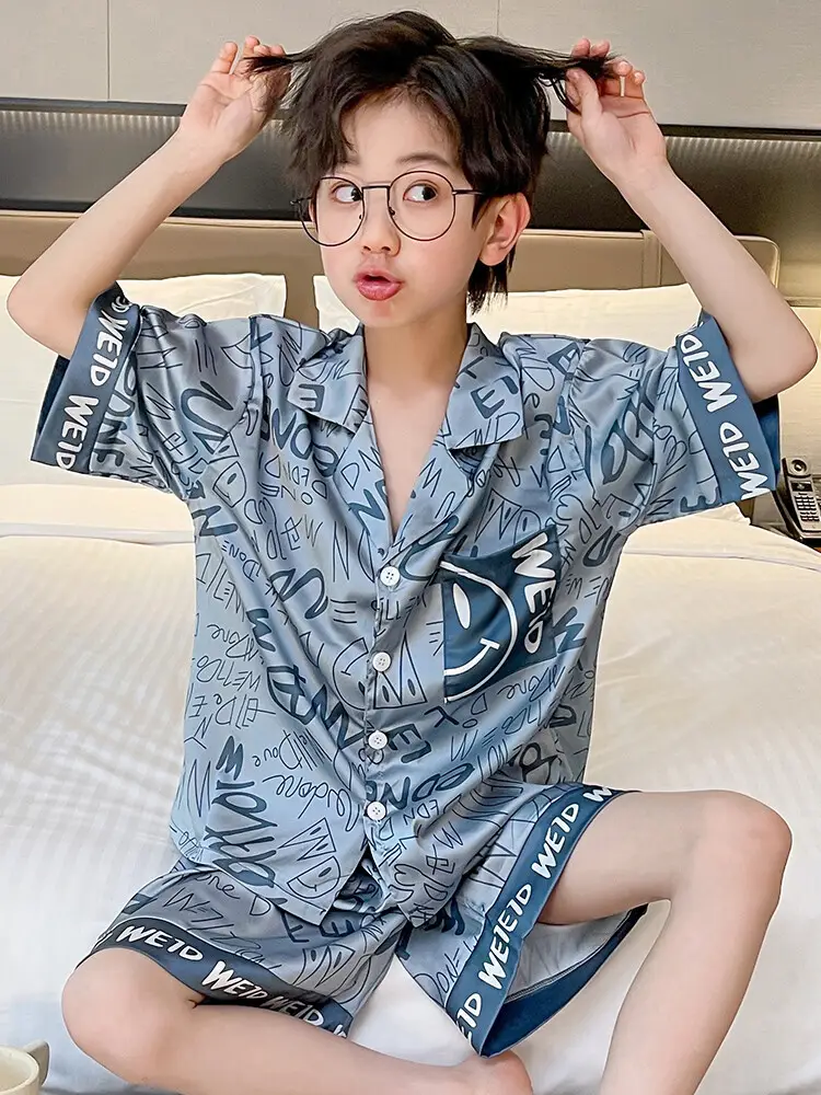 Boys Ice Silk Pajamas Summer Set 2025 Medium Large — feature 50
