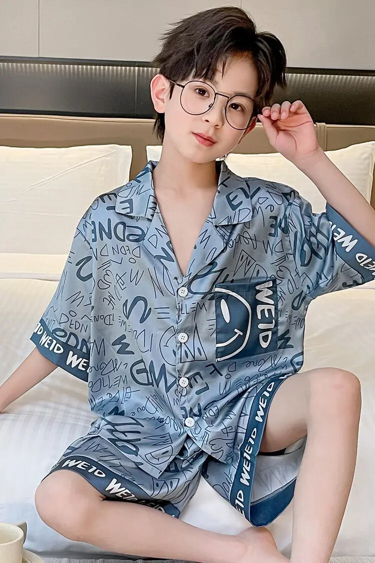 Boys Ice Silk Pajamas Summer Set 2025 Medium Large — feature 6
