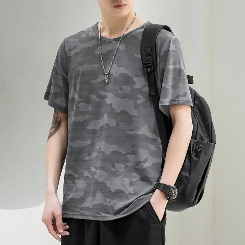 Men Camouflage T-Shirt Black Quick Dry - Image 4