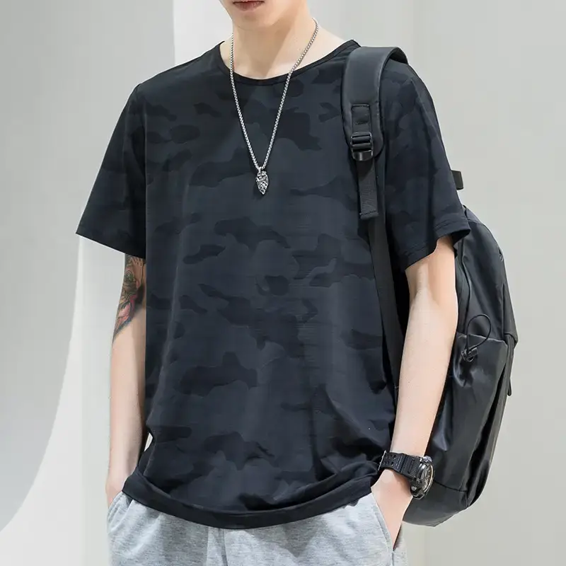 Men Camouflage T-Shirt Black Quick Dry - Image 5