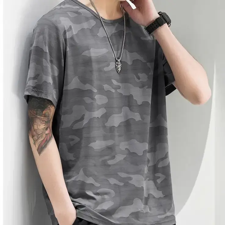 Men Camouflage T-Shirt Black Quick Dry - Image 2