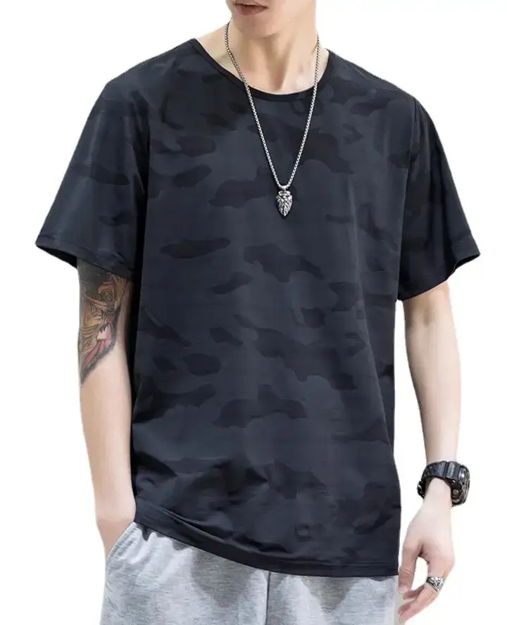 Men Camouflage T-Shirt Black Quick Dry - Image 6