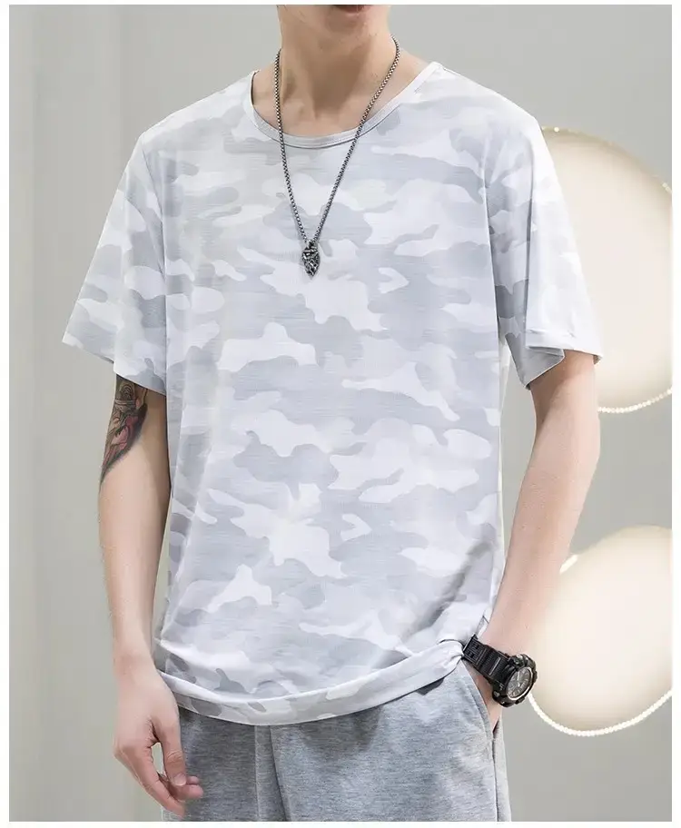 Men Camouflage T-Shirt Black Quick Dry — feature 34