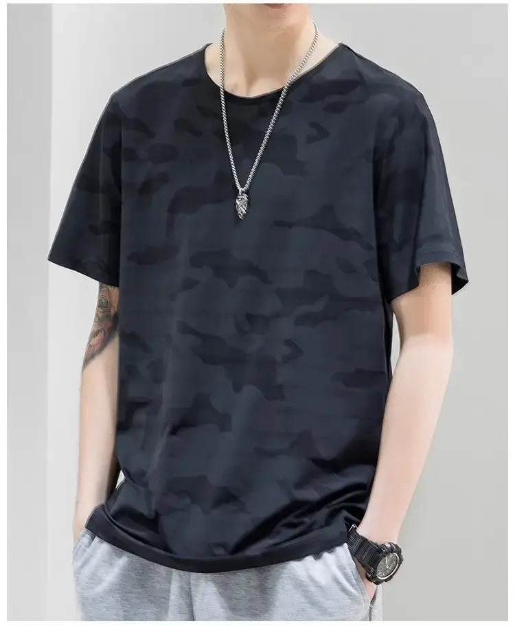Men Camouflage T-Shirt Black Quick Dry — feature 37