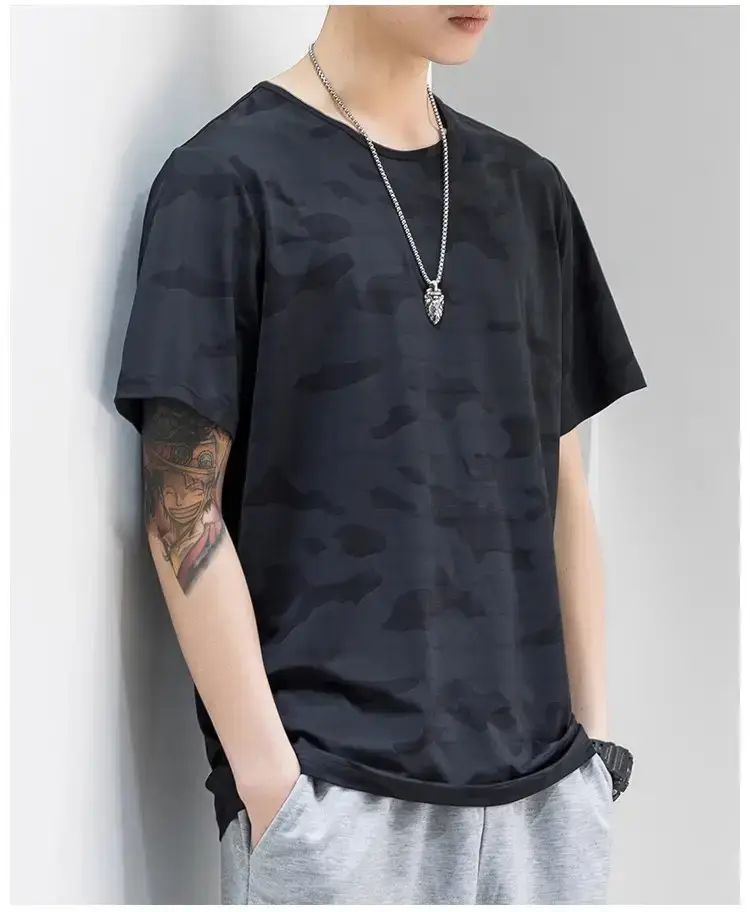Men Camouflage T-Shirt Black Quick Dry — feature 38