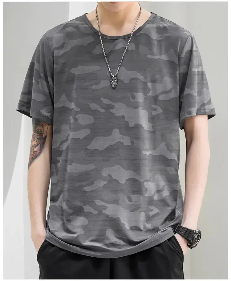 Men Camouflage T-Shirt Black Quick Dry — feature 39