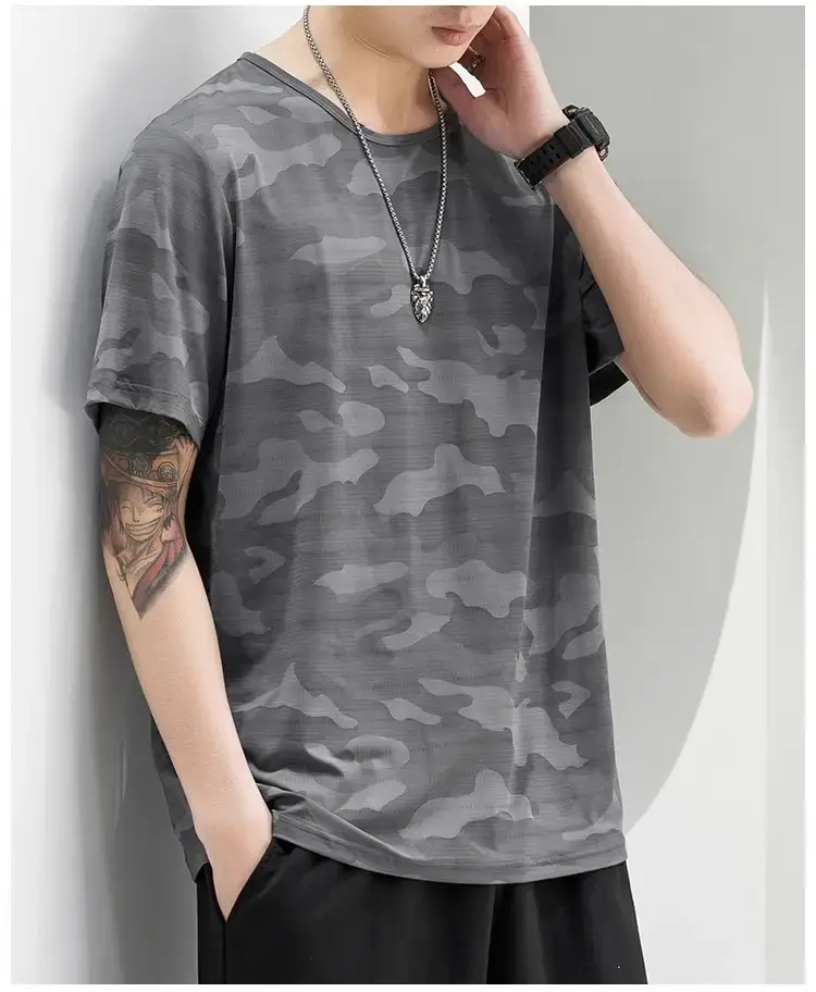 Men Camouflage T-Shirt Black Quick Dry — feature 40