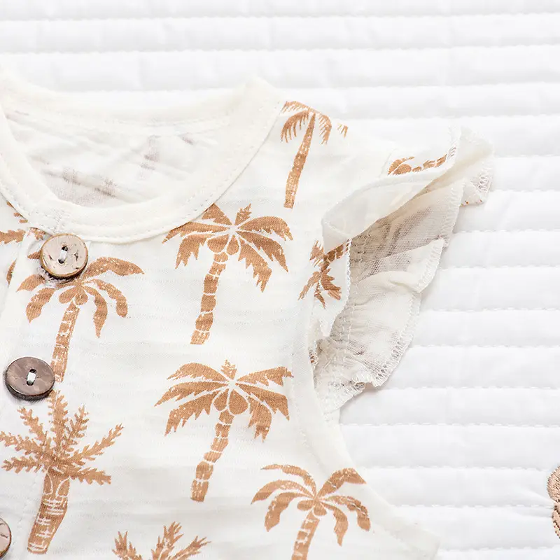 Newborn Baby Sheath Romper Cotton Palm Print