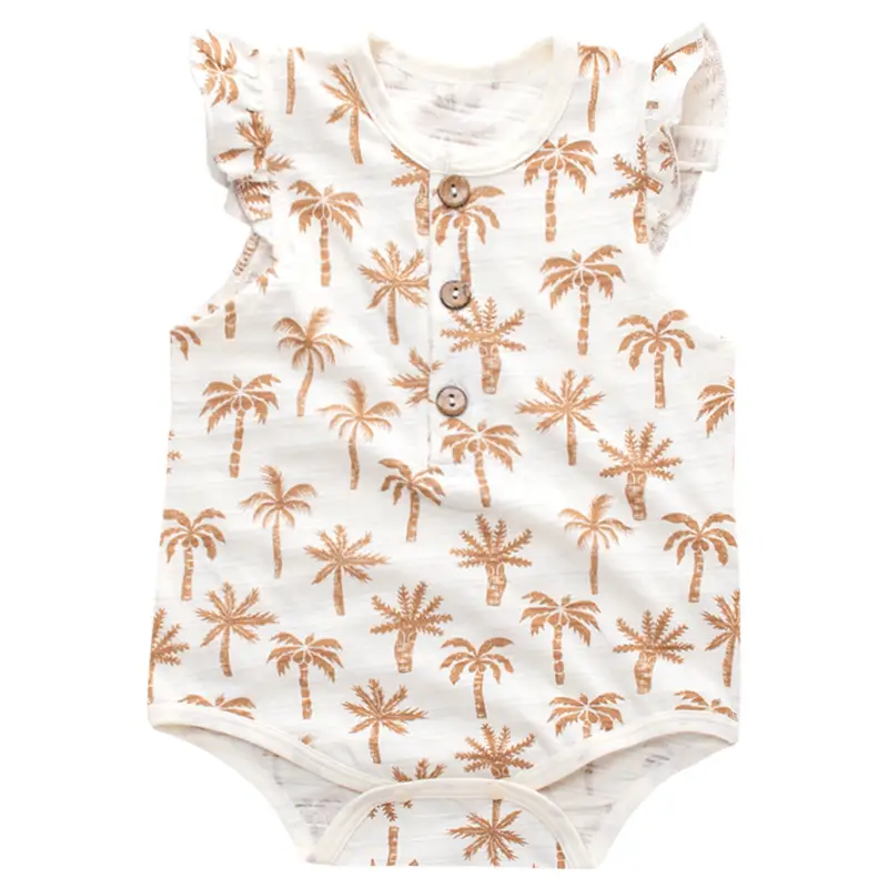 Newborn Baby Sheath Romper Cotton Palm Print