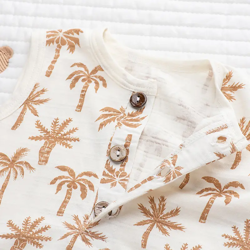 Newborn Baby Sheath Romper Cotton Palm Print — feature 14