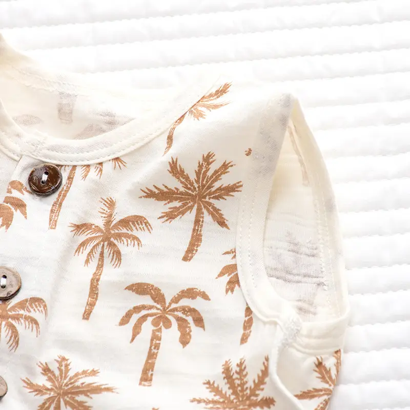 Newborn Baby Sheath Romper Cotton Palm Print — feature 15