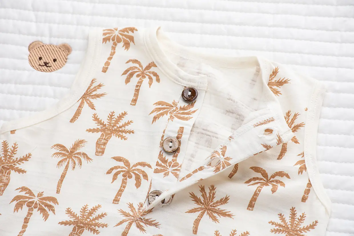 Newborn Baby Sheath Romper Cotton Palm Print — feature 19