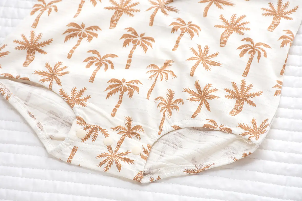 Newborn Baby Sheath Romper Cotton Palm Print — feature 20