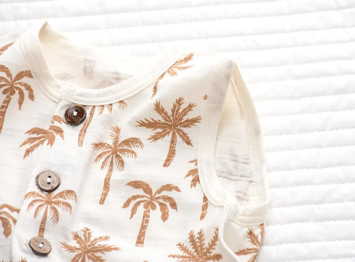 Newborn Baby Sheath Romper Cotton Palm Print — feature 21