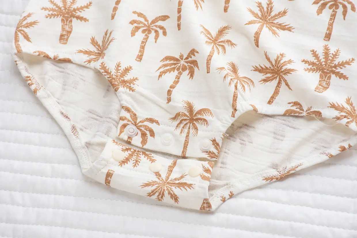 Newborn Baby Sheath Romper Cotton Palm Print — feature 22