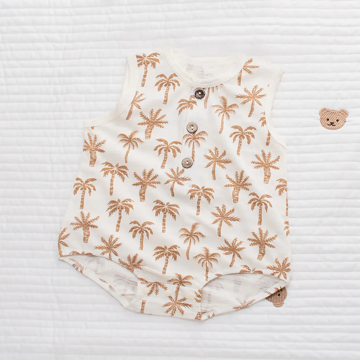Newborn Baby Sheath Romper Cotton Palm Print