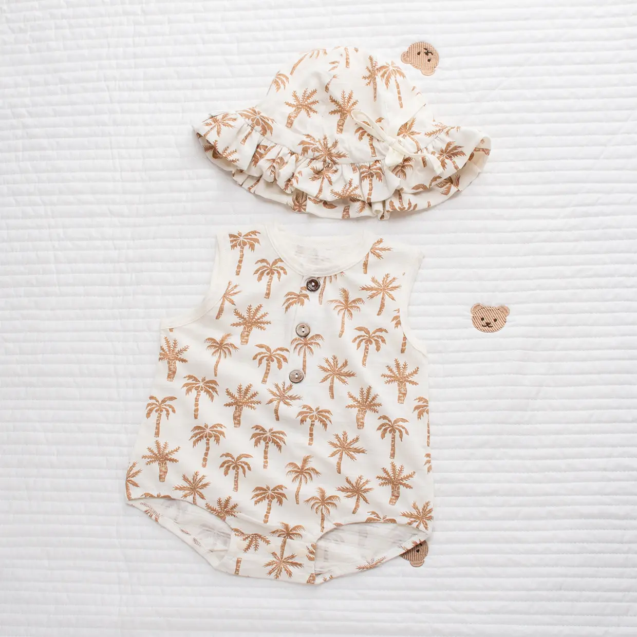 Newborn Baby Sheath Romper Cotton Palm Print