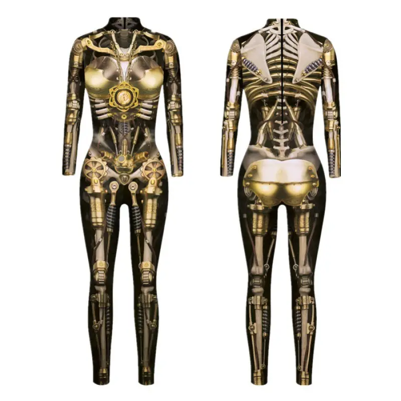 3D Digital Printed Halloween Skeleton Colorful Tights Suit - Image 33