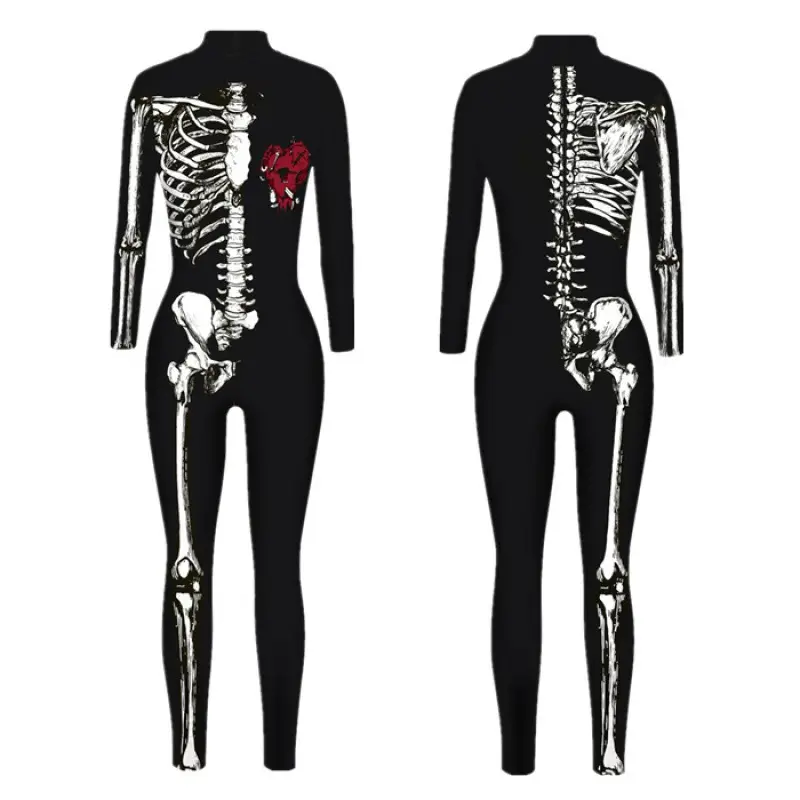 3D Digital Printed Halloween Skeleton Colorful Tights Suit - Image 16