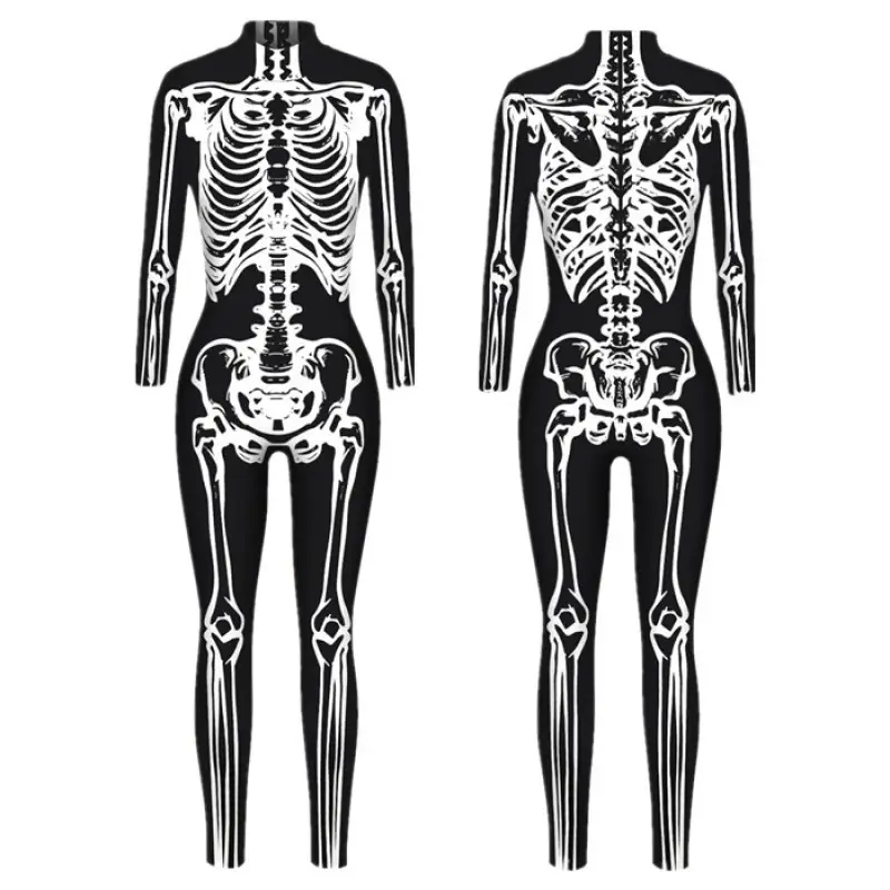 3D Digital Printed Halloween Skeleton Colorful Tights Suit - Image 19