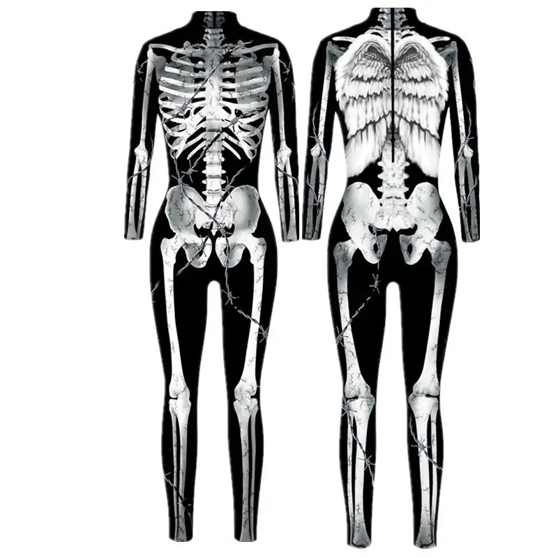3D Digital Printed Halloween Skeleton Colorful Tights Suit - Image 21