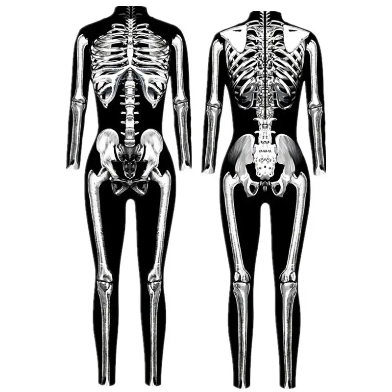 3D Digital Printed Halloween Skeleton Colorful Tights Suit - Image 25