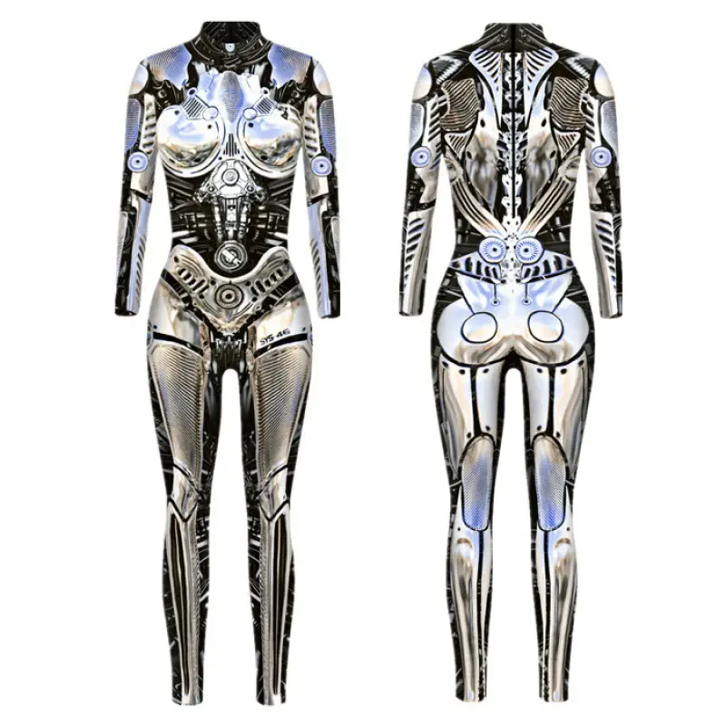 3D Digital Printed Halloween Skeleton Colorful Tights Suit - Image 5