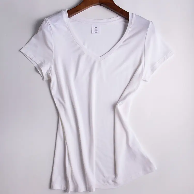 Women V Neck Slim Fit Pink T-Shirt