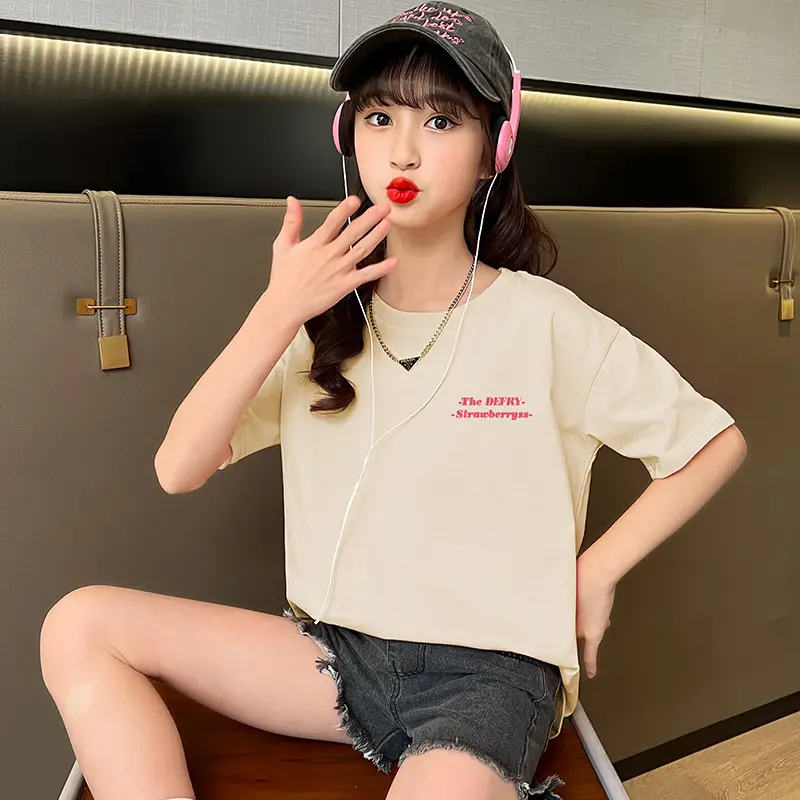 Girls Cotton T-Shirt Summer Loose Cartoon Print - Image 6