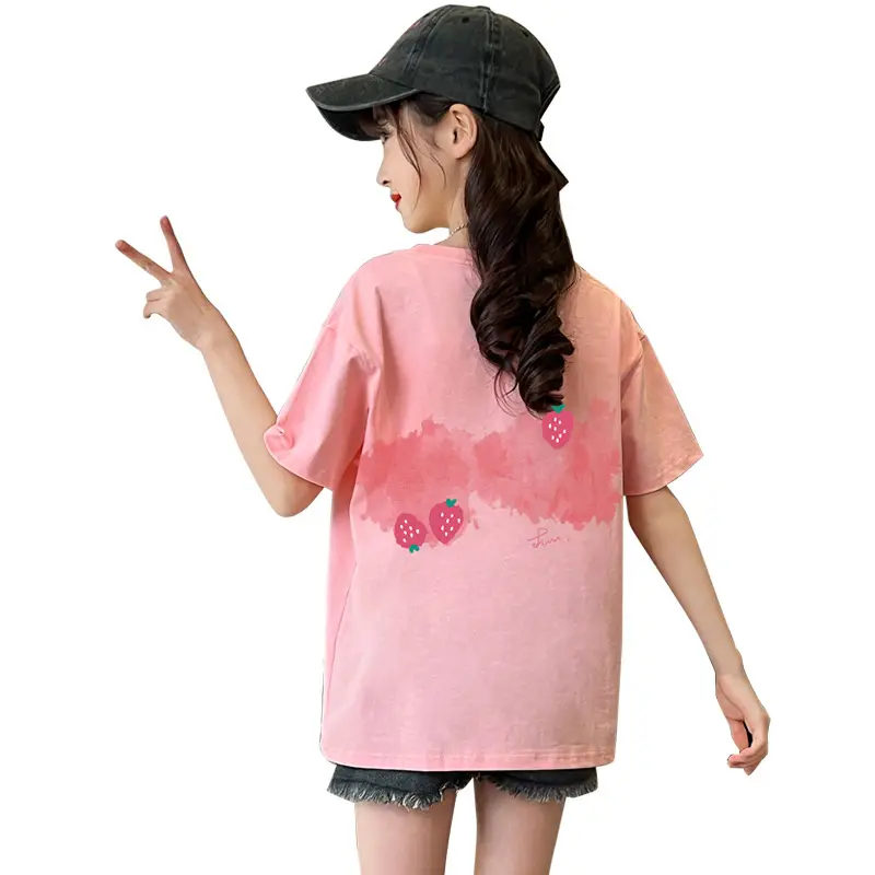 Girls Cotton T-Shirt Summer Loose Cartoon Print - Image 7