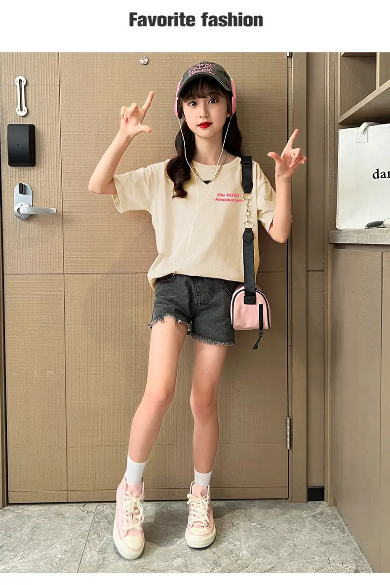 Girls Cotton T-Shirt Summer Loose Cartoon Print — feature 10