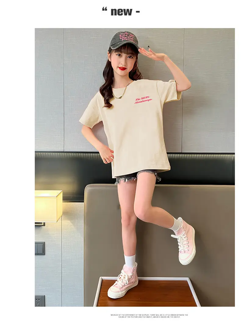 Girls Cotton T-Shirt Summer Loose Cartoon Print — feature 11