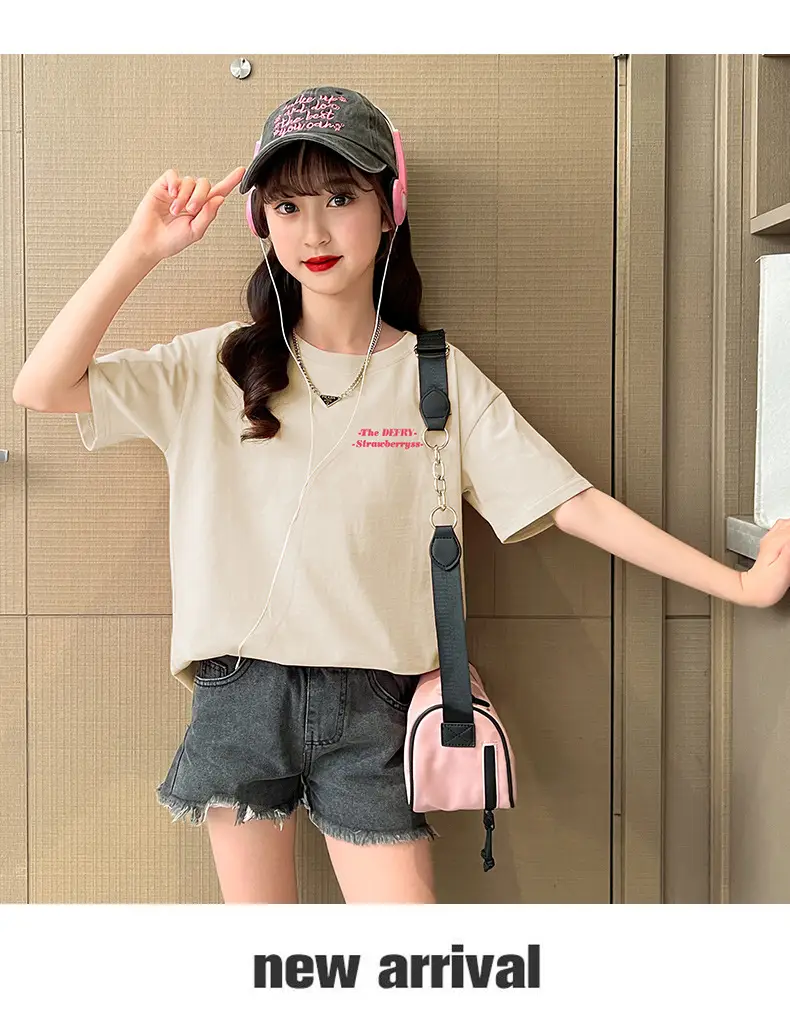 Girls Cotton T-Shirt Summer Loose Cartoon Print — feature 13