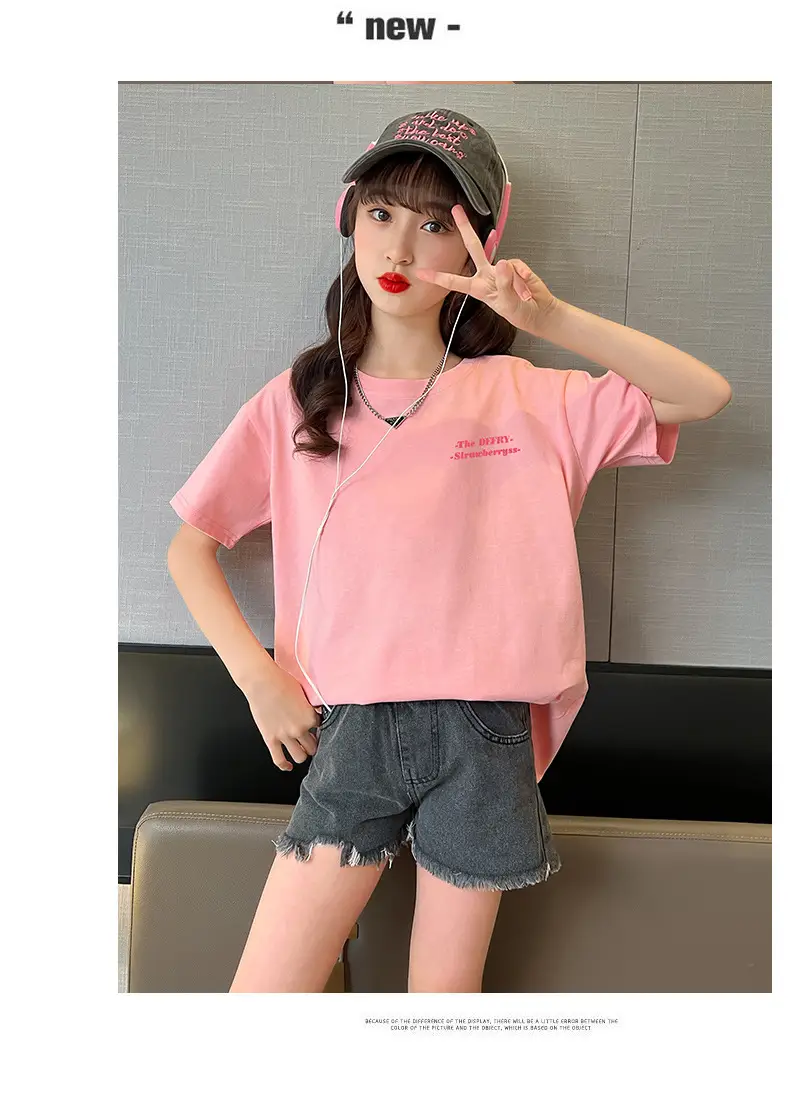 Girls Cotton T-Shirt Summer Loose Cartoon Print — feature 4
