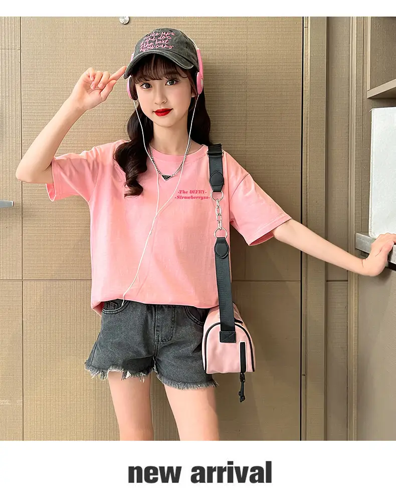 Girls Cotton T-Shirt Summer Loose Cartoon Print — feature 6