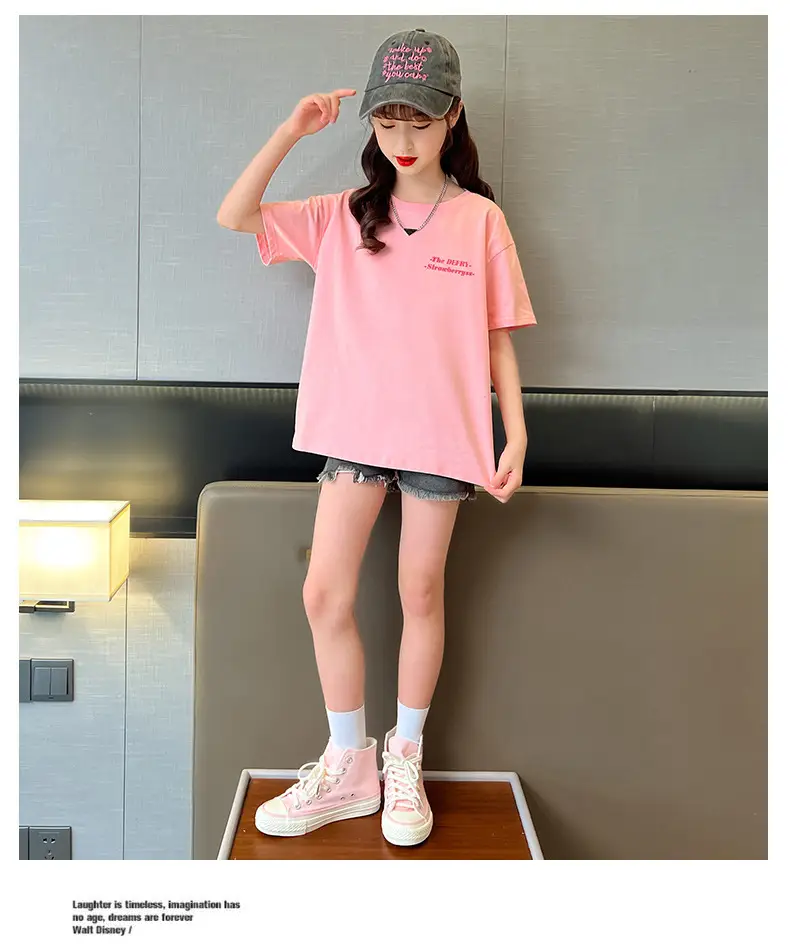 Girls Cotton T-Shirt Summer Loose Cartoon Print — feature 7