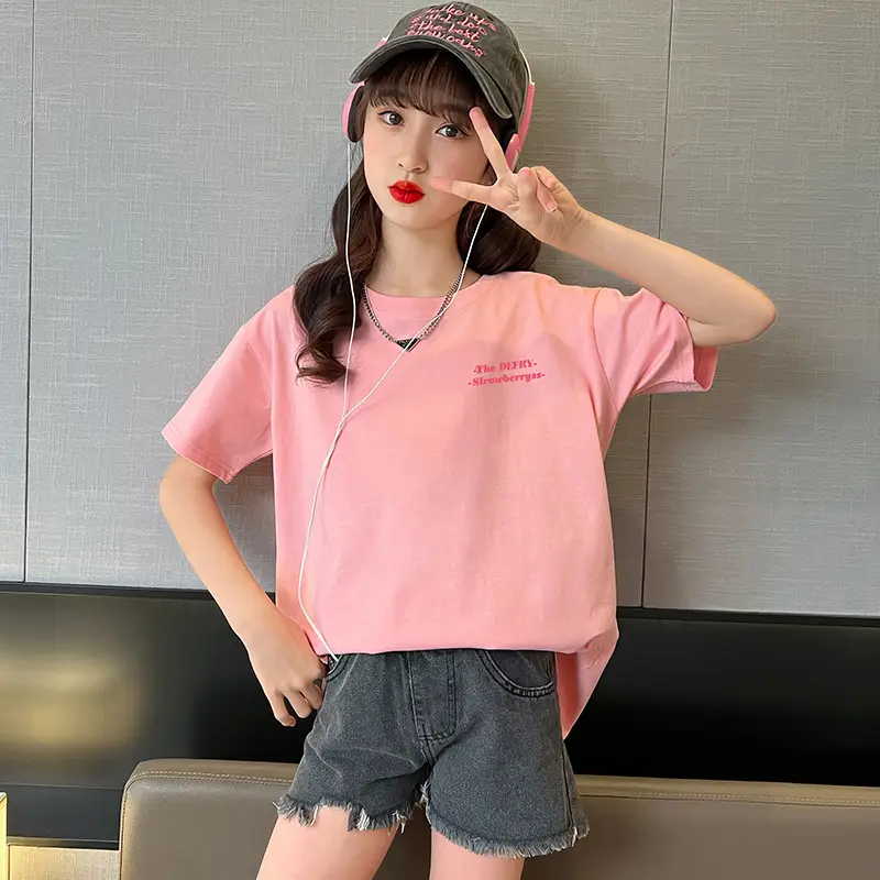 Girls Cotton T-Shirt Summer Loose Cartoon Print - Image 2