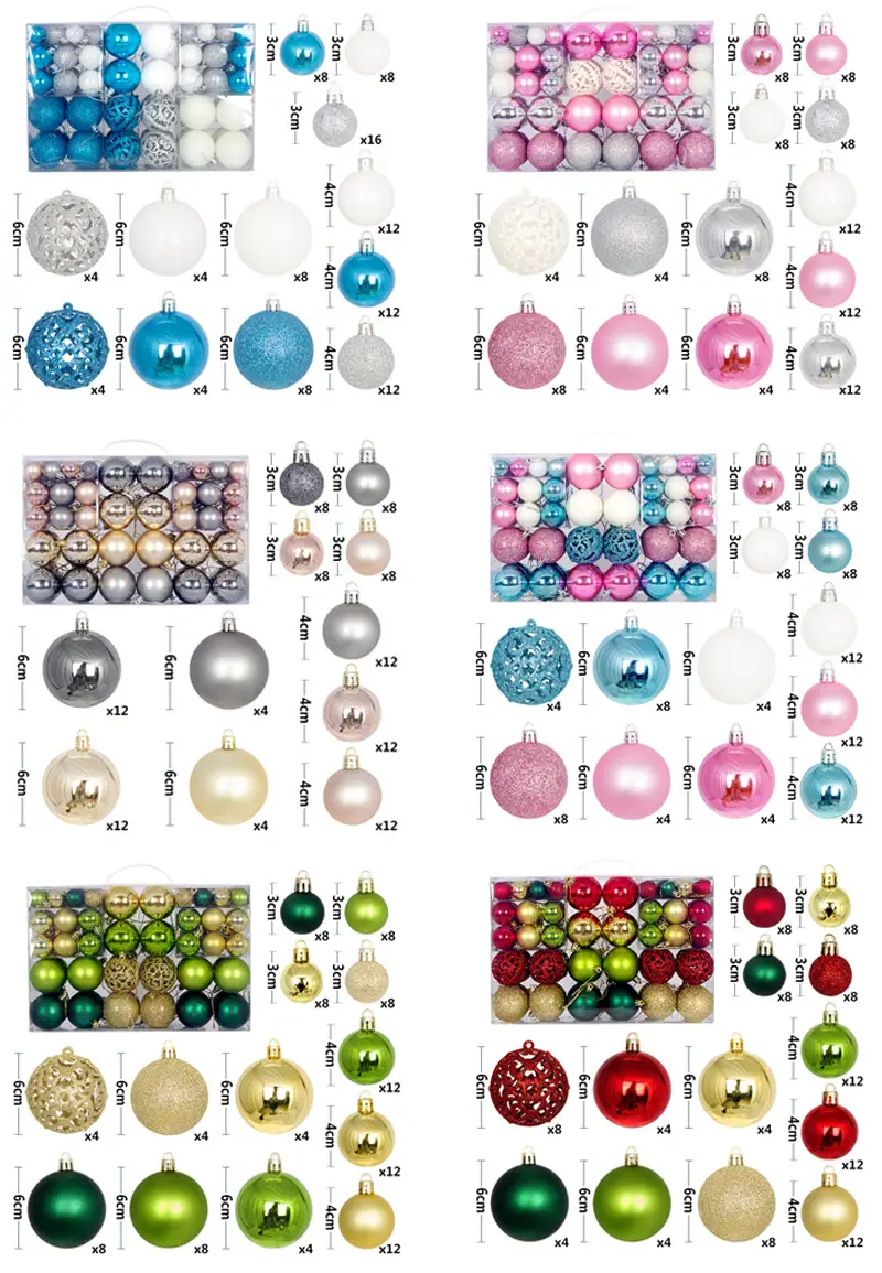 Cross-border 100PCs Christmas Balls 3-6cm Matte Red White — feature 19