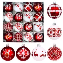 Cross-border 100PCs Christmas Balls 3-6cm Matte Red White — feature 7