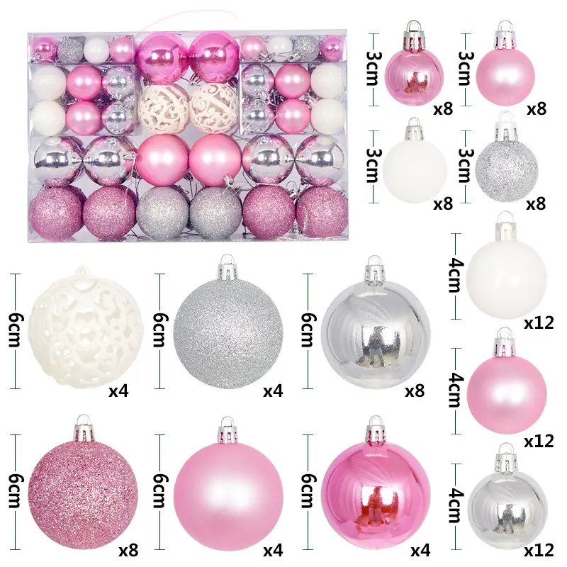 Cross-border 100PCs Christmas Balls 3-6cm Matte Red White - Image 4