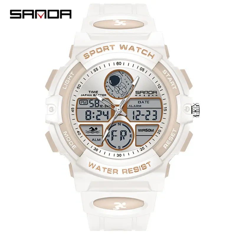 Sanda Panda Black Digital Analog Watch with Lumen Display - Image 4